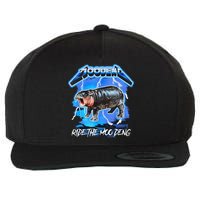Moo Deng Hippo Ride The Moo Deng Music Rock Style Wool Snapback Cap