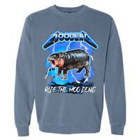 Moo Deng Hippo Ride The Moo Deng Music Rock Style Garment-Dyed Sweatshirt