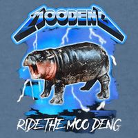 Moo Deng Hippo Ride The Moo Deng Music Rock Style Garment-Dyed Sweatshirt