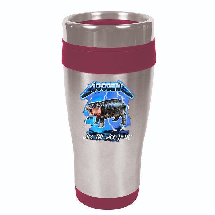Moo Deng Hippo Ride The Moo Deng Music Rock Style 16oz Travel Tumbler