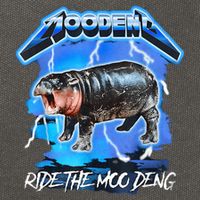 Moo Deng Hippo Ride The Moo Deng Music Rock Style Cotton Canvas Backpack