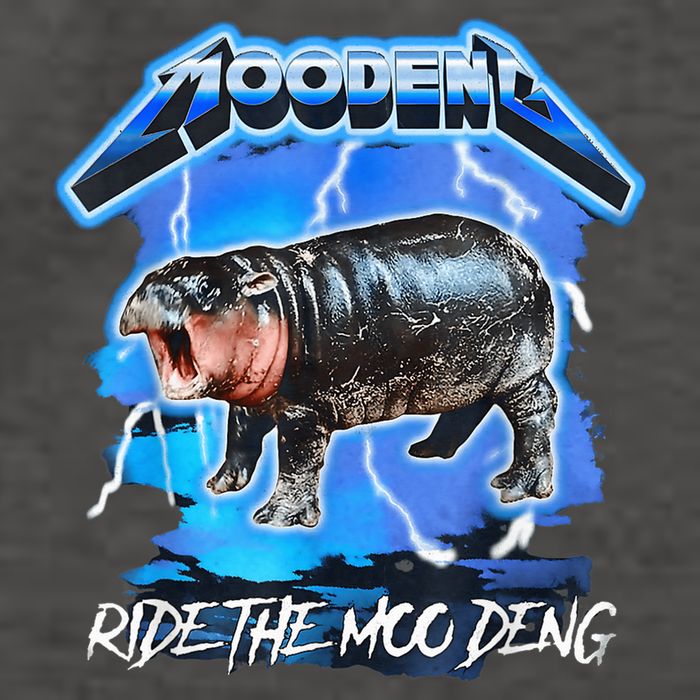 Moo Deng Hippo Ride The Moo Deng Music Rock Style Vector Backpack
