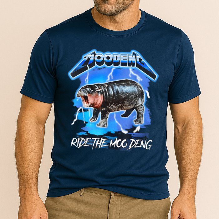 Moo Deng Hippo Ride The Moo Deng Music Rock Style Performance Shirt