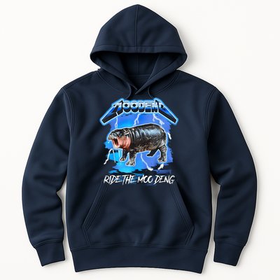 Moo Deng Hippo Ride The Moo Deng Music Rock Style Hoodie