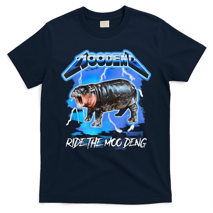 Moo Deng Hippo Ride The Moo Deng Music Rock Style T-Shirt