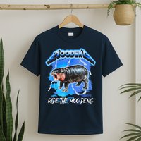 Moo Deng Hippo Ride The Moo Deng Music Rock Style T-Shirt