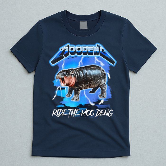 Moo Deng Hippo Ride The Moo Deng Music Rock Style T-Shirt