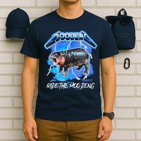 Moo Deng Hippo Ride The Moo Deng Music Rock Style T-Shirt