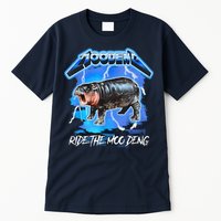Moo Deng Hippo Ride The Moo Deng Music Rock Style Tall T-Shirt