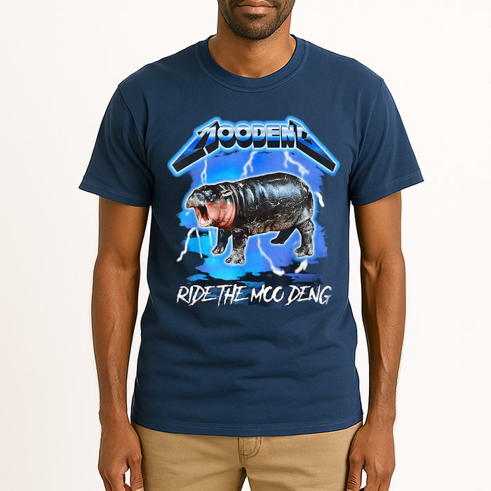 Moo Deng Hippo Ride The Moo Deng Music Rock Style Tall T-Shirt