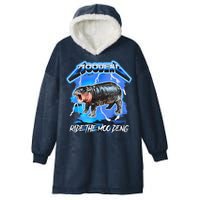 Moo Deng Hippo Ride The Moo Deng Music Rock Style Hooded Wearable Blanket