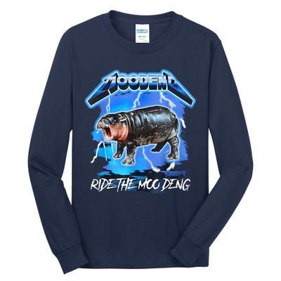 Moo Deng Hippo Ride The Moo Deng Music Rock Style Tall Long Sleeve T-Shirt