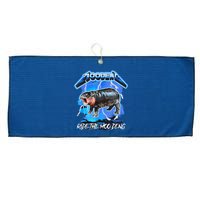 Moo Deng Hippo Ride The Moo Deng Music Rock Style Large Microfiber Waffle Golf Towel