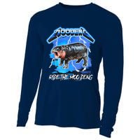 Moo Deng Hippo Ride The Moo Deng Music Rock Style Cooling Performance Long Sleeve Crew