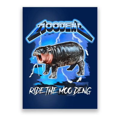 Moo Deng Hippo Ride The Moo Deng Music Rock Style Poster