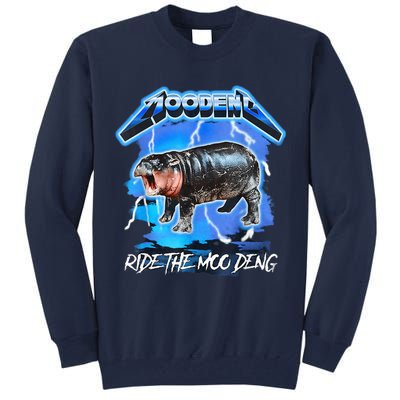 Moo Deng Hippo Ride The Moo Deng Music Rock Style Tall Sweatshirt