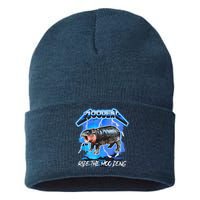 Moo Deng Hippo Ride The Moo Deng Music Rock Style Sustainable Knit Beanie