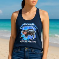 Moo Deng Hippo Ride The Moo Deng Music Rock Style Womens Tank Top