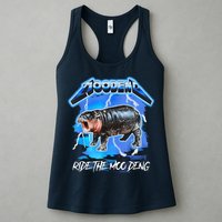 Moo Deng Hippo Ride The Moo Deng Music Rock Style Womens Tank Top