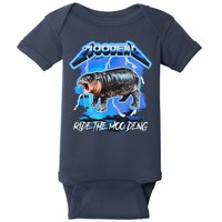 Moo Deng Hippo Ride The Moo Deng Music Rock Style Baby Bodysuit