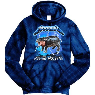 Moo Deng Hippo Ride The Moo Deng Music Rock Style Tie Dye Hoodie