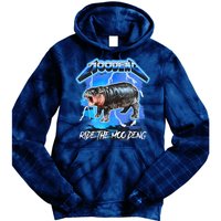 Moo Deng Hippo Ride The Moo Deng Music Rock Style Tie Dye Hoodie