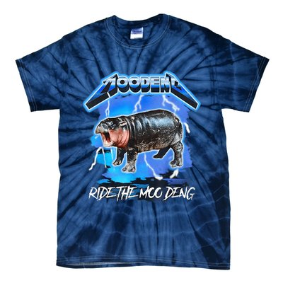 Moo Deng Hippo Ride The Moo Deng Music Rock Style Tie-Dye T-Shirt