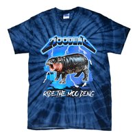 Moo Deng Hippo Ride The Moo Deng Music Rock Style Tie-Dye T-Shirt