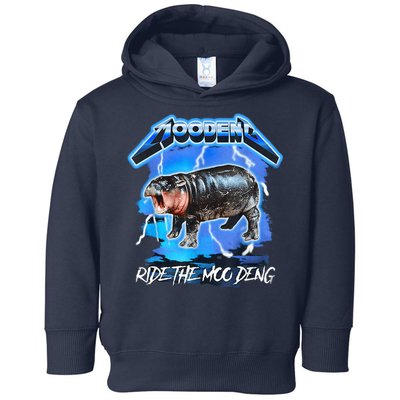 Moo Deng Hippo Ride The Moo Deng Music Rock Style Toddler Hoodie