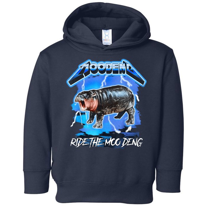 Moo Deng Hippo Ride The Moo Deng Music Rock Style Toddler Hoodie