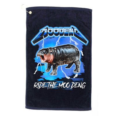 Moo Deng Hippo Ride The Moo Deng Music Rock Style Golf Towel