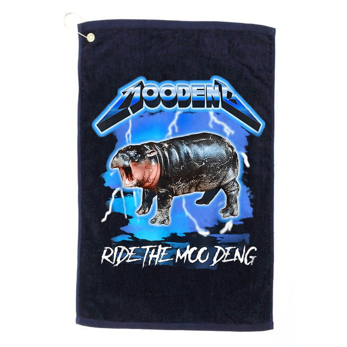 Moo Deng Hippo Ride The Moo Deng Music Rock Style Golf Towel