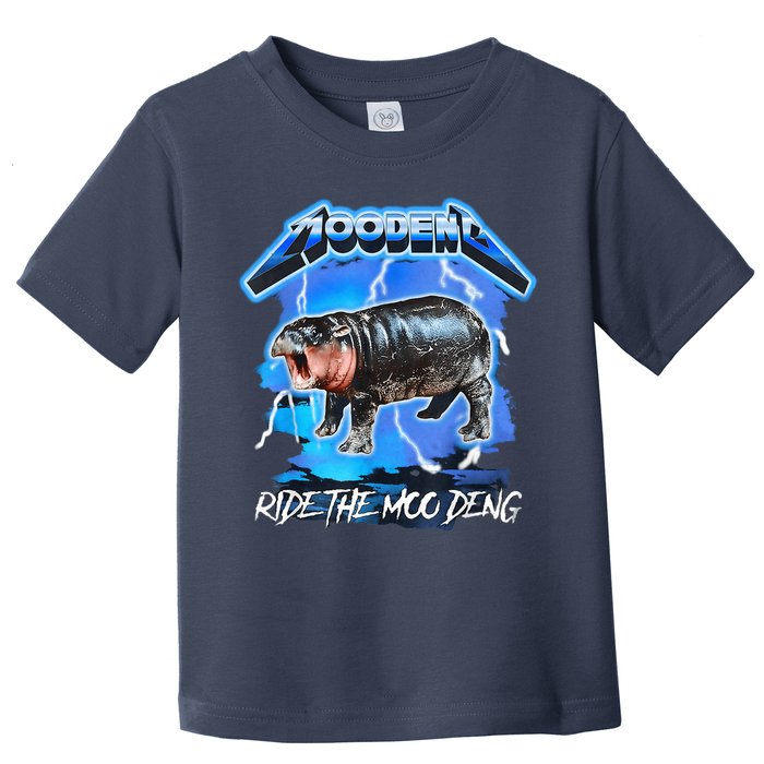 Moo Deng Hippo Ride The Moo Deng Music Rock Style Toddler T-Shirt