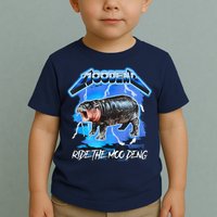 Moo Deng Hippo Ride The Moo Deng Music Rock Style Toddler T-Shirt