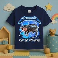 Moo Deng Hippo Ride The Moo Deng Music Rock Style Toddler T-Shirt