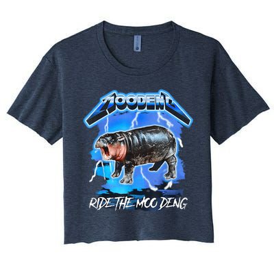 Moo Deng Hippo Ride The Moo Deng Music Rock Style Crop Top