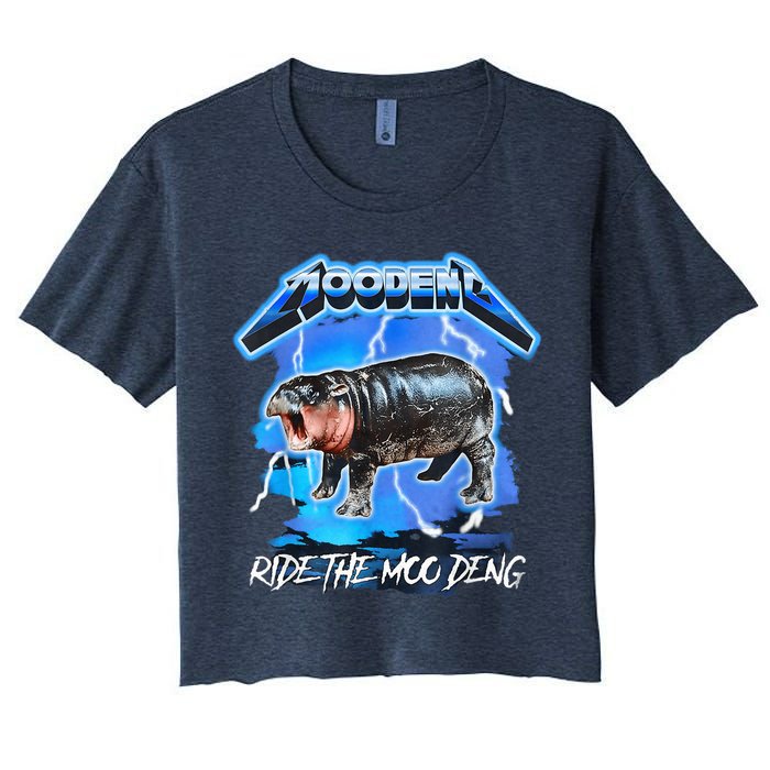 Moo Deng Hippo Ride The Moo Deng Music Rock Style Crop Top