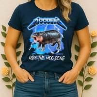 Moo Deng Hippo Ride The Moo Deng Music Rock Style Womens T-Shirt