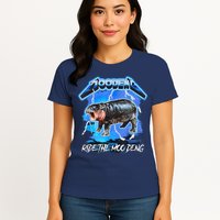 Moo Deng Hippo Ride The Moo Deng Music Rock Style Womens T-Shirt