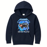 Moo Deng Hippo Ride The Moo Deng Music Rock Style Kids Hoodie