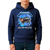 Moo Deng Hippo Ride The Moo Deng Music Rock Style Kids Hoodie