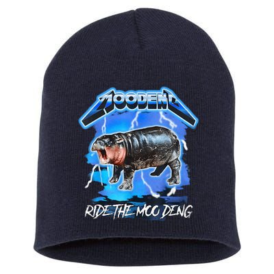 Moo Deng Hippo Ride The Moo Deng Music Rock Style Short Acrylic Beanie