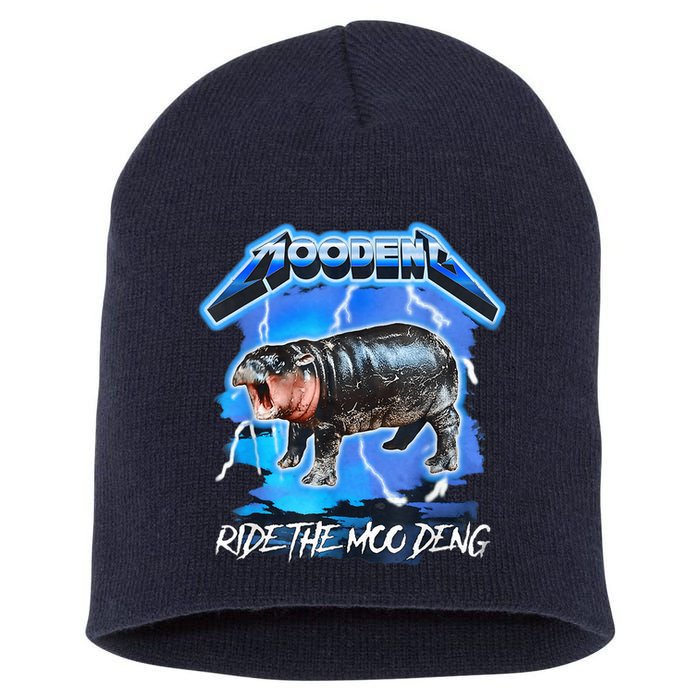 Moo Deng Hippo Ride The Moo Deng Music Rock Style Short Acrylic Beanie