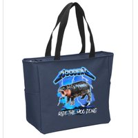 Moo Deng Hippo Ride The Moo Deng Music Rock Style Zip Tote Bag