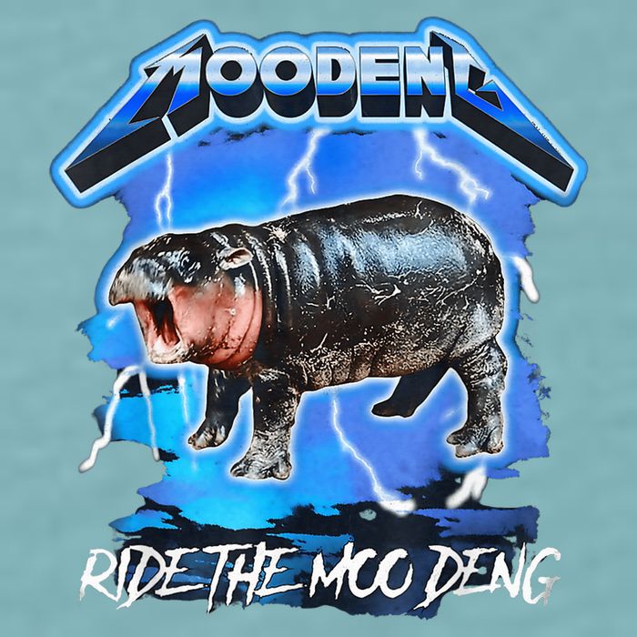 Moo Deng Hippo Ride The Moo Deng Music Rock Style Sueded Cloud Jersey T-Shirt