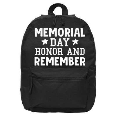 Memorial Day Honor And Remember Gift 16 in Basic Backpack
