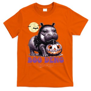 Moo Deng Halloween Pygmy Hippo Bouncy Pig Thai Pumpkin Face T-Shirt