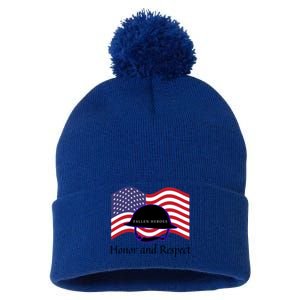 Memorial Day Honor And Respect Our Fallen Heroes Gift Pom Pom 12in Knit Beanie