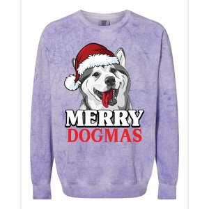 Merry Dogmas Husky Dog Christmas Gift Colorblast Crewneck Sweatshirt