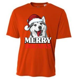 Merry Dogmas Husky Dog Christmas Gift Cooling Performance Crew T-Shirt